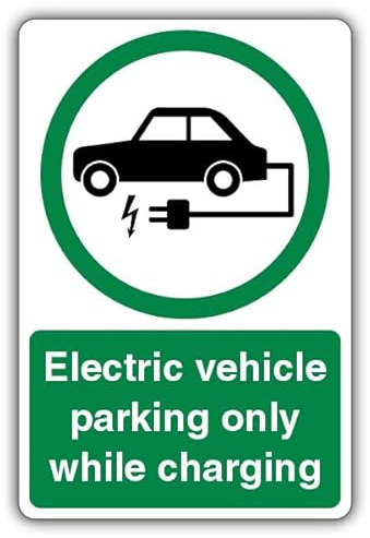Vsafety Electric Vehicle Parking Only While Charging Safety Sign 300x450mm 3mm Alu Composite