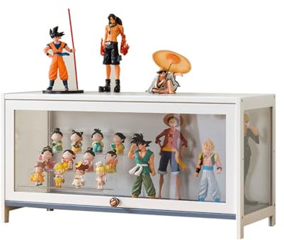 Acryl Vitrine Sammlervitrine Bücherregal Mit Türen Display Case Design Mit Aufklappbarer Schranktür, Dreiseitig Transparent, Mehrschichtig, Großes Fassungsvermögen, Pflegeleicht 60×32×40cm White