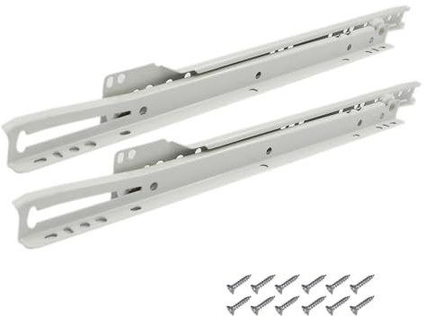SAYOYO 1 Paar Schubladenführungen 300 mm, Teilauszug Ausziehbare Schubladenschienen, Rollenführungen mit 12 Schrauben, Tragfähigkeit 20kg, Weiß