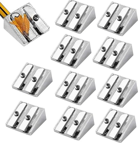EHOTER Magnesium Pencil Sharpener Survival Magnesium Anspitzer Doppelanspitzer aus Metall Doppelloch Bleistiftspitzer Multifunktionaler Magnesium Bleistiftspitzer für Schule Outdoor (10)