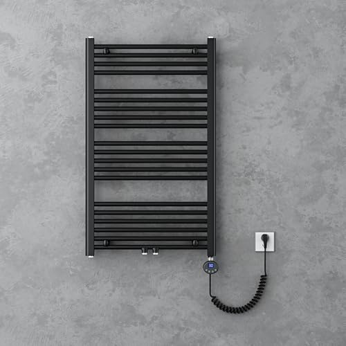 doporro Badheizung gerade 100x60cm Anthrazit Röhrenheizkörper Horizontal | 2 in 1 Mittelanschluss oder Seitenanschluss Badheizkörper mit Heizstab 600W, Einfach zu installieren, RHE mit Heizstab