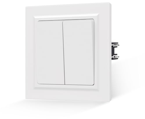 JIMEIDA Lichtschalter Weiß Kippschalter Glattes Hautgefühl mit Steckklemme 2 Fach 1 Weg Unterputz Taste Schalter Wandschalter 10 Amp,250 V