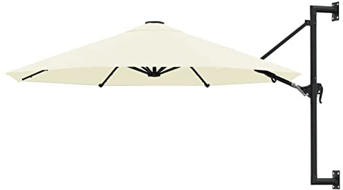 Chaduof Parasol mural avec poteau en métal de 300 cm, sable, parasol mural, parasol de jardin mural (SPU:44863), beige