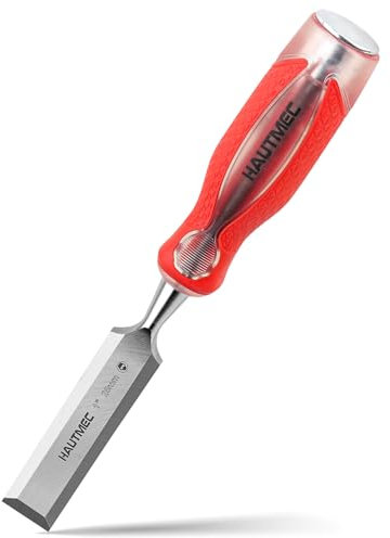 HAUTMEC 25mm (1) Wood Chisel for Woodworking & Carving, Drop-Forged CR-V Steel Beveled Edge Blade with Ergonomic Non-Slip Handle and Heavy-Duty Strike Cap