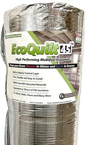 EcoQuilt45 Multifoil Insulation | High Performing Insulation Blanket | for Roofs, Walls, Floors, Conservatories & More | SF19 Alternative