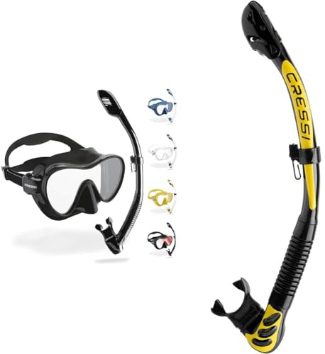 Cressi F1 + Dry Combo - Rahmenlose Maske + Schnorchel Dry Combo Set & Alpha Ultra Dry - Schnorchel Trocken Ideal zum Schnorcheln, Apnoe und Tauchen