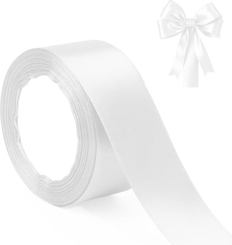 40mm Satinband Weiß Hochzeitsdekoration - Breit Geschenkband für Weihnachten und Brautstrauß