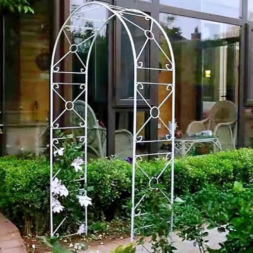 Rosenbogen 120x240x38 cm Torbogen Garten aus Eisen Rankbogen Freistehend Hochzeitsbogen für Innen Außenbereich Garten-Pergola Witterungsbeständig(Weiß,120x240x38cm)