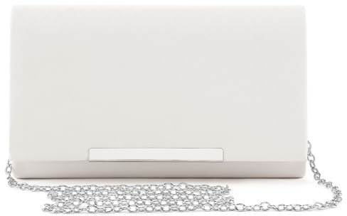 BAIGIO PU-Leder Abendtasche Damen Clutch Handtasche Hochzeit Elegant Brauttasche Damen Kettentasche Mädchen Klein Umhängetasche für Party Freizeit (Weiß)