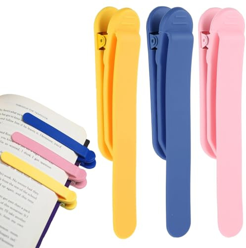 KOLZEMV Klemme 3 Stück, Bunte Bookmark für Leseliebhaber,lesezeichen,lesezeichen magnetisch,Silikon Book Mark Buch Lesen Zubehör,Geschenke für Bücherwürmer Buchliebhaber Lehrer Studenten Männer Frauen