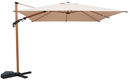 sweeek - Rechteckiger Ampelschirm 3x4 m Mast mit Holzoptik - Etretat