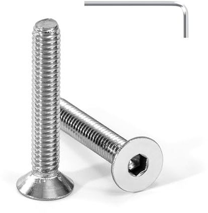 Tunejoy 20 Stück Senkkopfschrauben M4 x 25 mm Senkschrauben Edelstahl A2 V2A Senkkopf Innensechskant DIN 7991 Vollgewinde mit Inbusschlüssel
