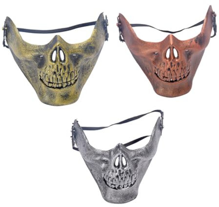 TOYANDONA 3 Pièces Masque Demi-visage en Plastique Léger et Confortable pour Costumes D'halloween et Jeux de Chasse Masques de Mascarade Effrayants