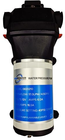 12V/24V 17L/min NAVPOWER Pressure Water Pump - 4.5 GPM, 40 PSI, Self-Priming with Pressure Switch, Ideal for Boats, Motorhomes and Water Systems (12 volts)
