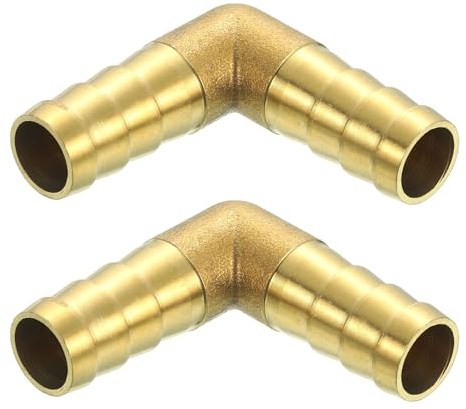 sourcing map 2 acopladores de latón para manguera de ángulo recto en L, conector de codo de 1,27 cm de diámetro interior, accesorios de manguera de aire para conectar agua, combustible, aire
