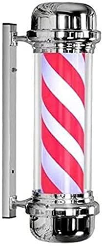 Poste de barbería con luz LED para barbería, Poste de barbería, Poste de barbería, Poste de barbería LED de 71 cm, Blanco, Negro y Azul, Letrero de luz Giratorio para peluquería, luz de Pared imp