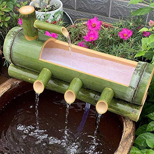 HUIBBGO Decorazione da Giardino Giapponese, Fontana in bambù, Scultura da Giardino per Interni ed Esterni, Statua da Giardino Creativa, Ornamenti per fontane in bambù