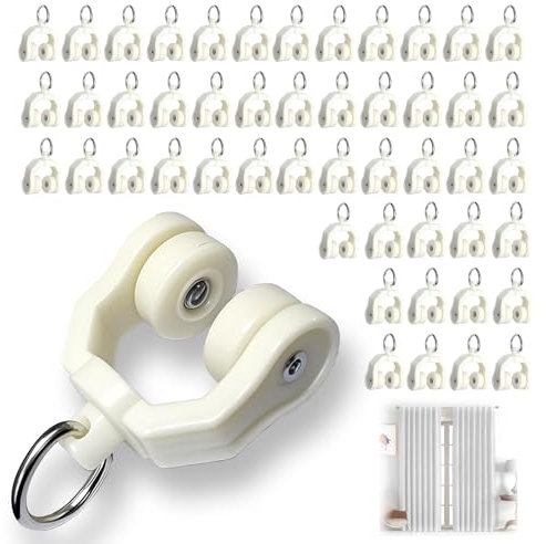50 Pcs Curtain Track Gliders Rollers, Curtain Track Rollers, Ceiling Curtains Tracks for Plastic Rails – Supports Heavy Drapes, Flexible Bendable for Windows Shower Curtains Tracks