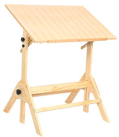 ABNNHK Zeichentisch, Zeichentisch aus Massivholz, hochklappbarer Zeichentisch, kippbarer Kunstwerktisch, Grafikdesign, Lesen, Schreiben