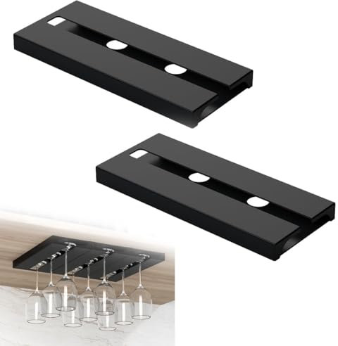 LOHOM Familie Hotel Bar - Juego de 2 soportes colgantes para copas de vino, copas de vino, para colgar, no requiere perforación, 2 unidades