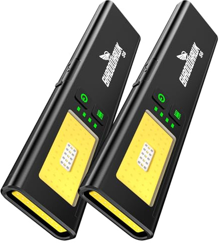 Shadowhawk 2 Stück Klein Taschenlampe LED Aufladbar mit Zwei Lichtquellen | Wasserdicht Mini COB-Arbeitsleuchte mit Magnet & Clip, USB Taschenlampen Sehr Hell für Camping/werkstatt/Notfall, 7 Modi