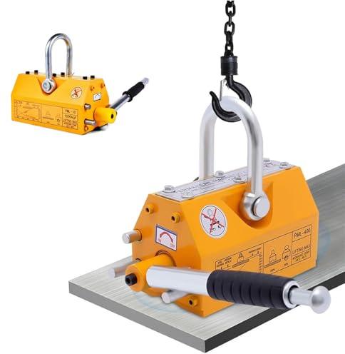 Magnetic Lifter with Release, 220/440/880/1320 Lbs Pulling Force Lifting Magnet, Permanent Lift Magnets, Heavy Duty Magnet for Hoist, Shop Crane, Plate Steel, Round Bar 880lbs/400Kg