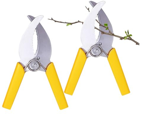 Hemobllo 2 piezas Herramientas de Poda para Árboles Tijeras de Anillado y Desbaste con Mango Amarillo y Dentado Alicates de Jardinería para Frutales Ligero y Fácil de Usar