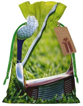 Bolsas de regalo con cordón de Navidad con estampado de cancha de golf, saco festivo de Navidad, fiesta de cumpleaños, embalaje de regalo
