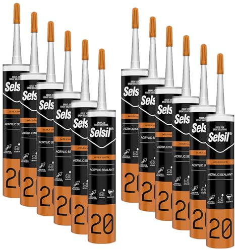 Sigillante Multiuso Silicone Acrilico Bianco Verniciabile, Ottimo Per Supporti Porosi, Muro, Legno, Cartongesso Resistente all'acqua - 310ml (12)