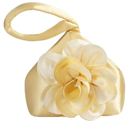 BABEYOND Handtasche Damen mit Rosenverzierung, Elegante Clutch für Abendparty & 1920er Jahre - Abschlussball, Hochzeit Brautzubehör（Gold）