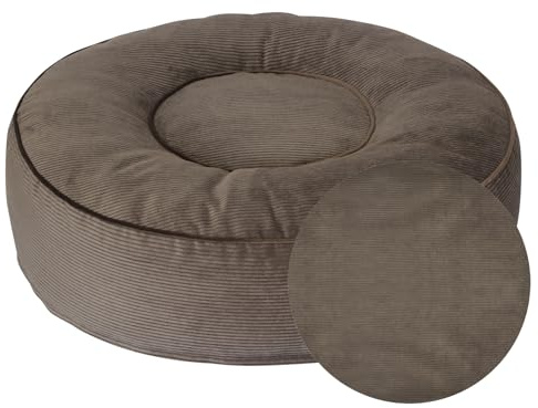 Mr. Cuddles Ersatzbezug für Hundekissen Lilly Größe L – runder Kord-Bezug Hundebett | Taupe, Waschbar, Oeko-TEX® Zertifiziert, handgefertigt in Europa