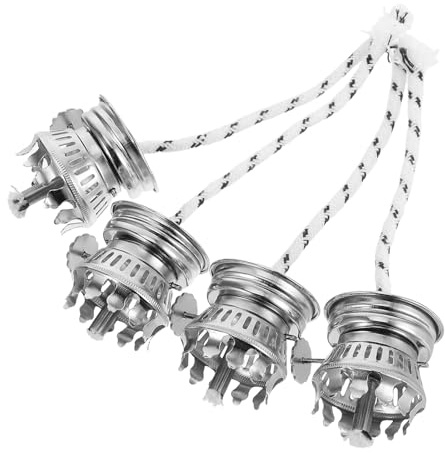 TOBBOMEY 4 Mèches Plates pour Lampe à Pétrole en Coton avec Base Réglable en Alliage de Zinc Accessoires pour Lampe à Huile Éclairage D’Appoint Polyvalent pour Intérieur et Extérieur