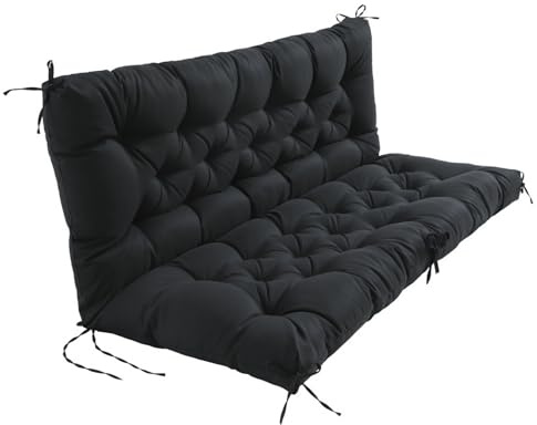 EBETA Gartenbankauflage, Outdoor Bankauflagen Sitzkissen und Rückenkissen für Bank Gartensofakissen Sitzkissen für Gartenschaukel Polsterauflage für Hollywoodschaukel (Schwarz, 100 * 50 * 50 cm)