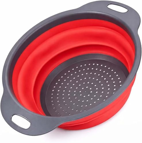 PNJB Silicone Colander & Strainer Bowl, Dual Handles, Foldable, Space-Saving, Heat-Resistant, Lightweight, Durable & Easy-to-Store Colander for Home, Travel & Outdoor Use