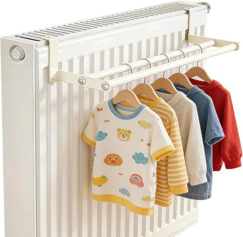 Handtuchhalter Heizkörper, Handtuchhalter Heizung ohne Bohren, Rostfrei Handtuchstange, Heizkörperregal Einhängen für heizkörper (Weiß)