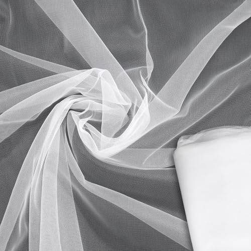 Tüll Stoffe Zum Nähen 6m x 160cm Tüllstoff Weiß Tüll | Meterware Tüllstoff Dekostoff Drapierstoff für Hochzeitsbogen Hochzeit Vorhang Arbor Party Geschenke Deko