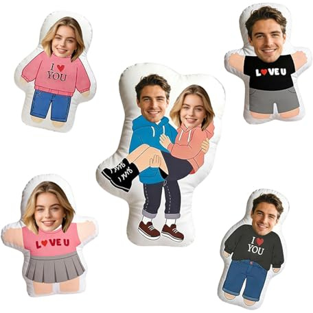 Personalisiertes Kissen Mit Foto 3D Bedrucken Lassen Mit Gesicht mit Foto Lustige Fotogeschenke Personalisierte Geschenke für Männer, Frauen und Paare, Valentinstag, Geburtstag