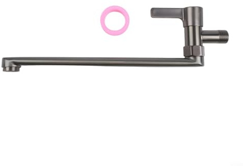 Rubinetto singolo per acqua fredda con montaggio a parete, girevole, in acciaio inox, per lavello da cucina, secchio e piscina, finitura grigia, lunghezza 30 cm (30 cm)