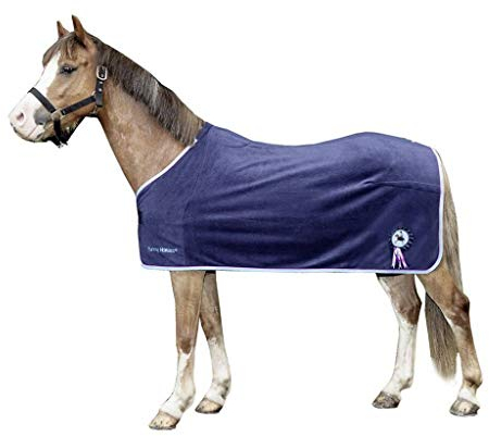 HKM 92036900.0011 Abschwitzdecke Funny Horses, dunkelblau Rückenlänge 85 cm