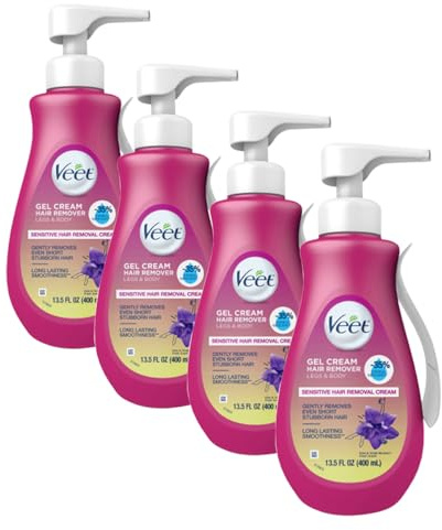 Veet Gel Hair Remover Cream, Sensitive Formula, 13.5 oz (Pack of 4)