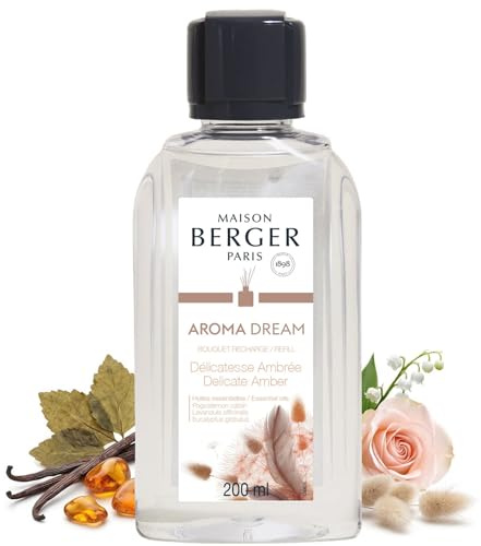 MAISON BERGER Nachfüllung Duftbouquet Aroma Dream Délicatesse Ambrée 200 ml | Nachfüllung Aroma Dream Délicatesse Ambrée 200 ml für Duftbouquet, kontinuierliche Diffusion ca. 4 Wochen