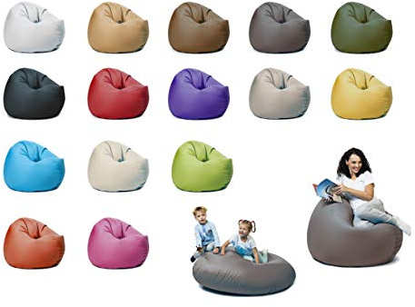 sunnypillow XL Sitzsack mit Styropor Füllung 100 cm Durchmesser 2-in-1 Funktionen zum Sitzen und Liegen Outdoor & Indoor für Kinder & Erwachsene viele Farben und Größen zur Auswahl Anthrazit