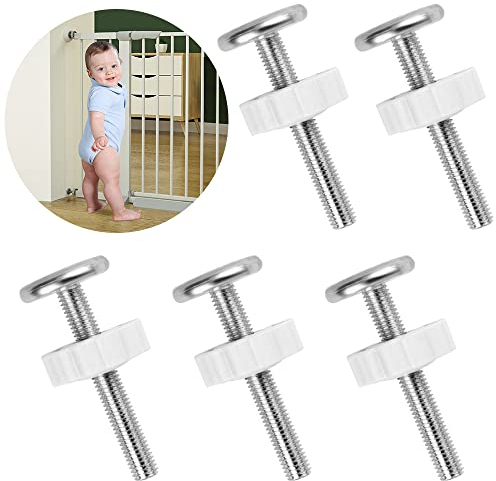 5pcs M10 Kindergitter Druckschrauben,Treppenschutzgitter Druckschrauben,Gewindespindelstangen Schrauben Kit für Haustier Treppengitter Türtreppenschutzgitter Türschutzgitter