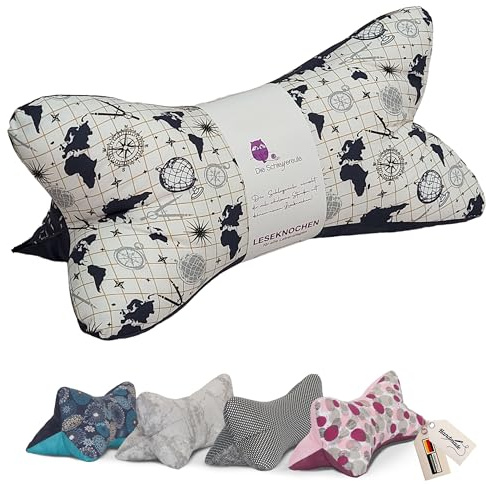 Leseknochen Maritim Nackenkissen Handmade in D (Weltenbummler Blau)