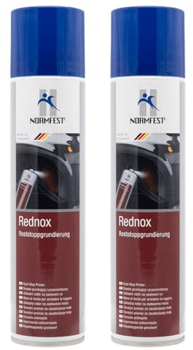 Normfest Rednox Roststopp-Grundierung – Effektiver Korrosionsschutz und Haftvermittler für Metall, Karosserie, Maschinenbau und Oldtimerrestauration, 2x 400ml