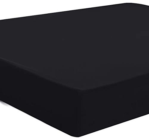 PiccoCasa Spannbettlaken Matratzenschutz Betttuch Matratzenschoner 100% 5 Seiten TPU wasserdicht Gebürstete Mikrofaser Matratzenschutz-Hülle Schwarz 150x200-160x220cm+35cm