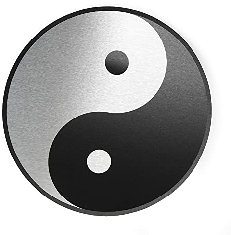 Logbuch-Verlag Schild Wandbild schwarz Silber Yin und Yang 25 cm Symbol Wanddeko Bild Geschenk Wand Deko Alu selbstklebend Achtsamkeit