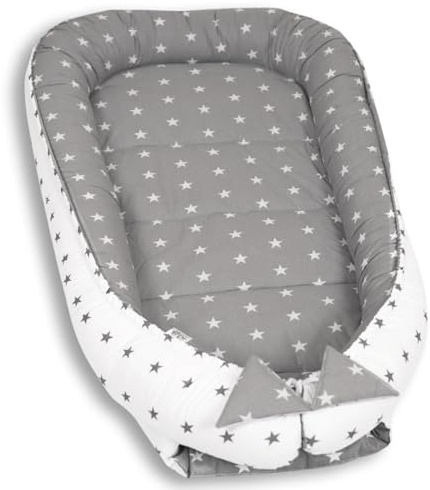 PaLulli® Nido de bebé para recién Nacido XXL 120 x 60 | Tumbona Nido para bebé | 100% algodón | con Bordes Protectores | 0-9 Meses
