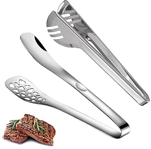 HUYIWEI Servierzange,Spaghettizange,Spargelzange,Edelstahl-Salatzange,Geeignet Für Nudeln,Salate,Gegrilltes Fleisch,Spülmaschinengeeignet（2 Stück）