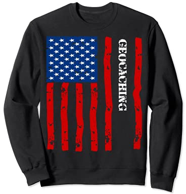 Cool Geocaching Accessories Things Stuff USA Flag Sweatshirt
